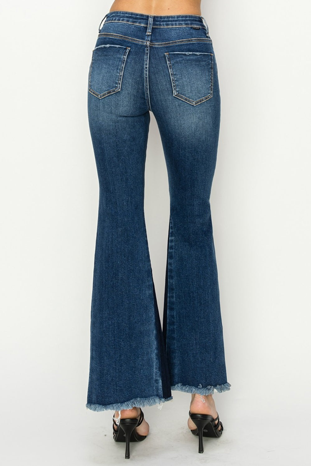 High Rise Side Shadow Seam Detail Slit Flare Jeans