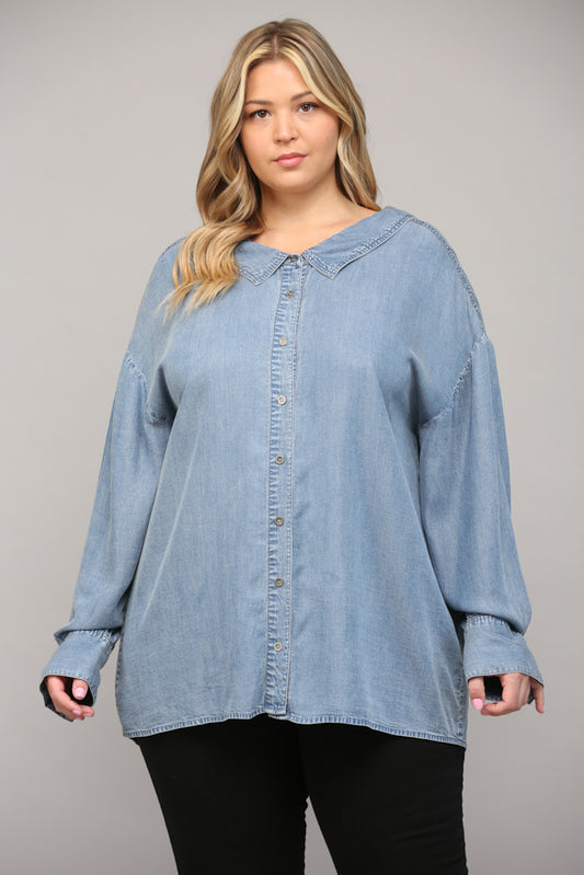 Oversized Washed Tencel Shirt