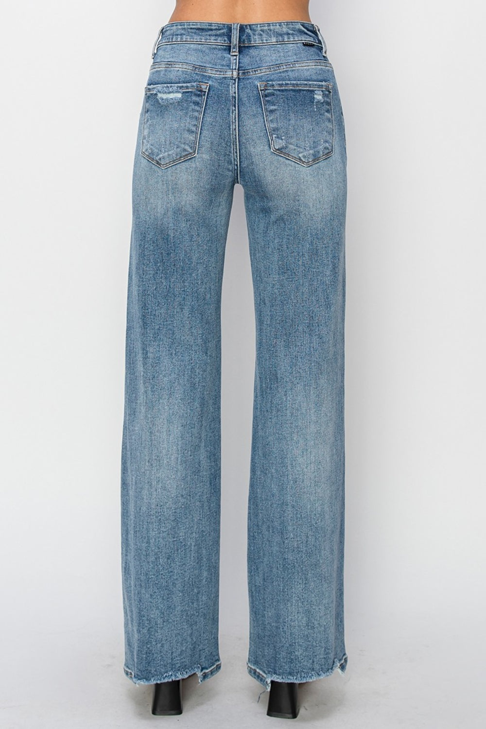 High Waist Distressed Wide Leg Jeans